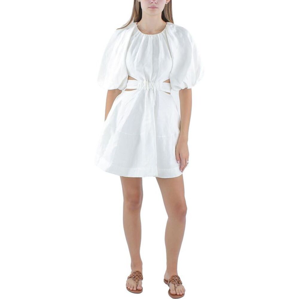 Aje White Puff Sleeve Dress
